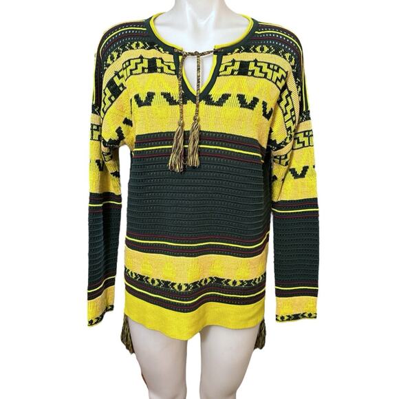 Scotch & Soda Sweater Ethnic Fabric Yellow Green Eyelet Size 1 ( Small) - Picture 3 of 11